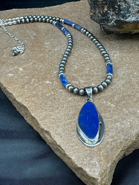 Lapis & Sterling Silver Pendant 4481