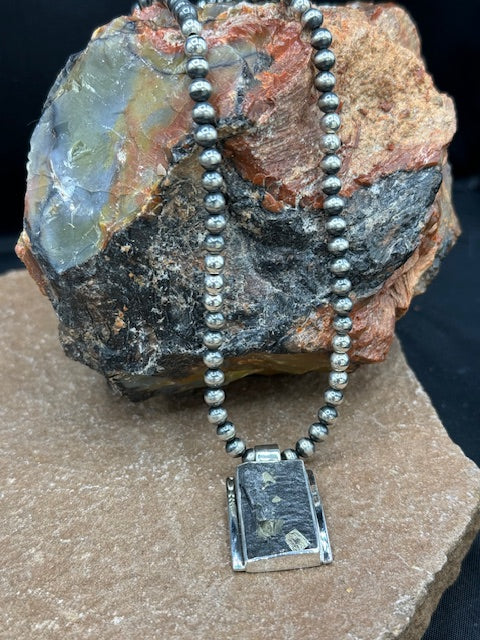 Slate & Pyrite Sterling Silver Pendant