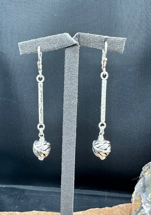 Sterling Leaf Bead Earrings #4485