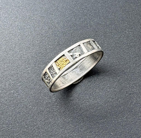 293 Ring, reed, sterling silver with 24kt Keum Boo