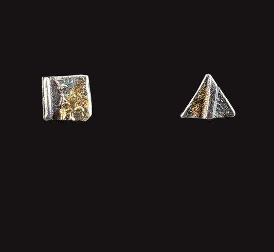 One square, one triangle post earring set.