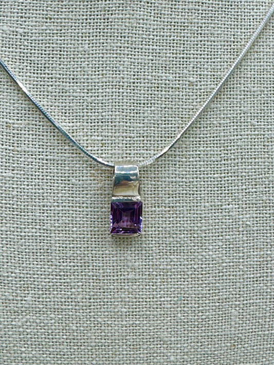 Amethyst Emerald cut Pendant 4851