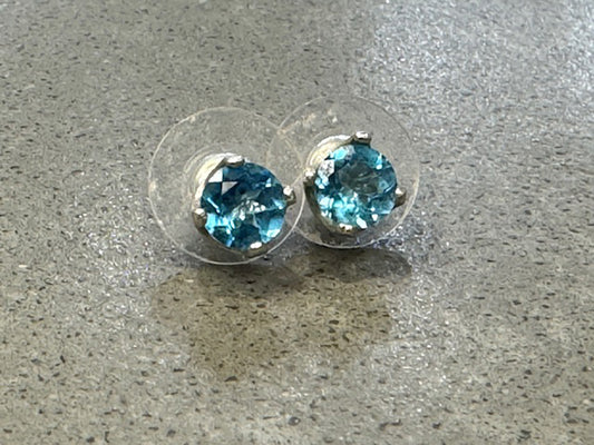 Swiss Blue Topaz Studs 4861