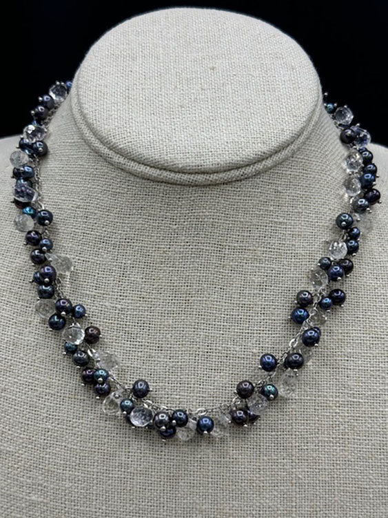 4880 Black Pearl & Crystal Quartz Necklace