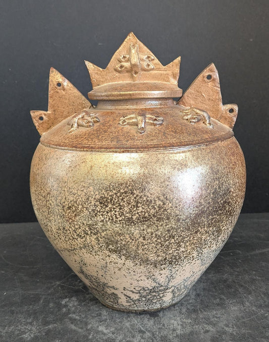 520 Large Raku Vase w/lid