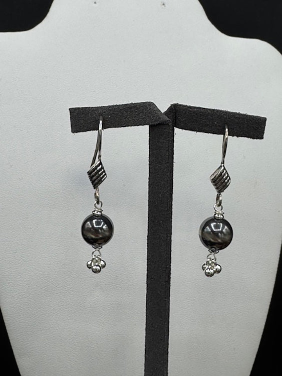 4901 Oxidized SS Navajo Pearl Earrings