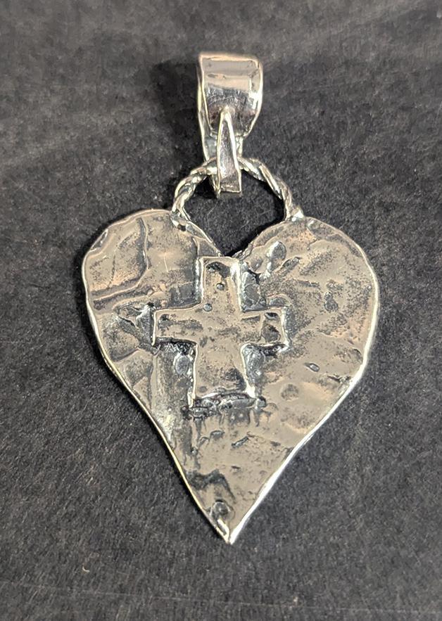 392 Sterling Heart with Cross Pendant