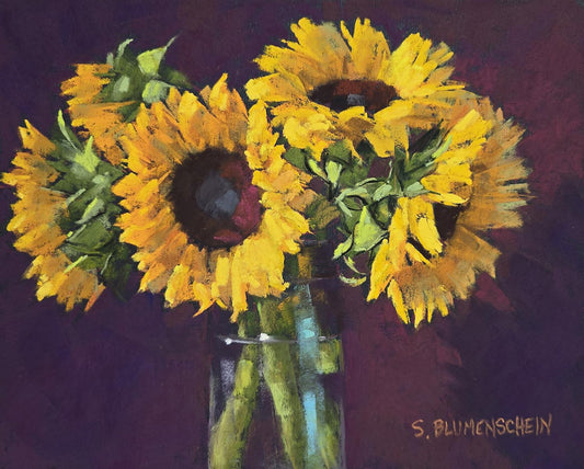 615 Sunflowers Against Burgundy