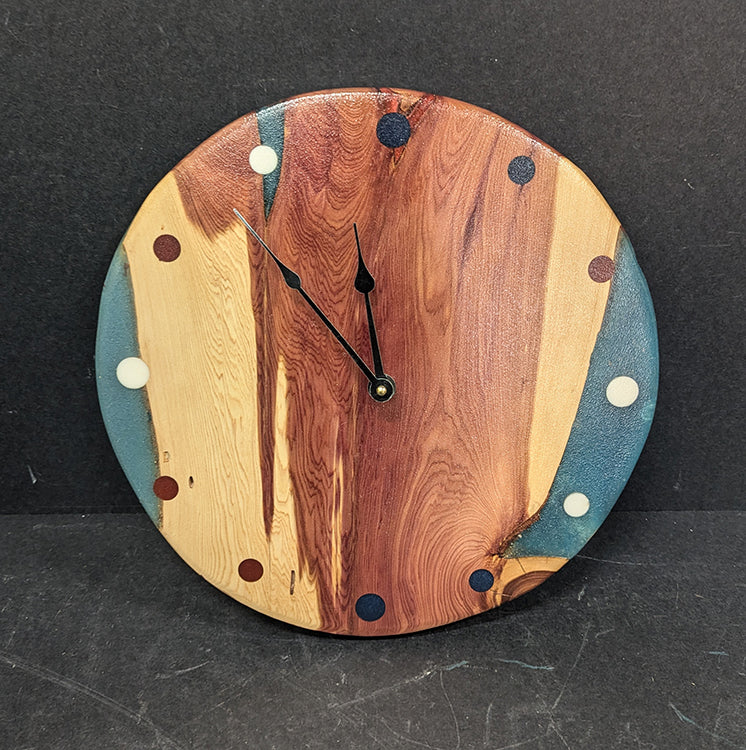 51 Red Cedar & Turquoise clock