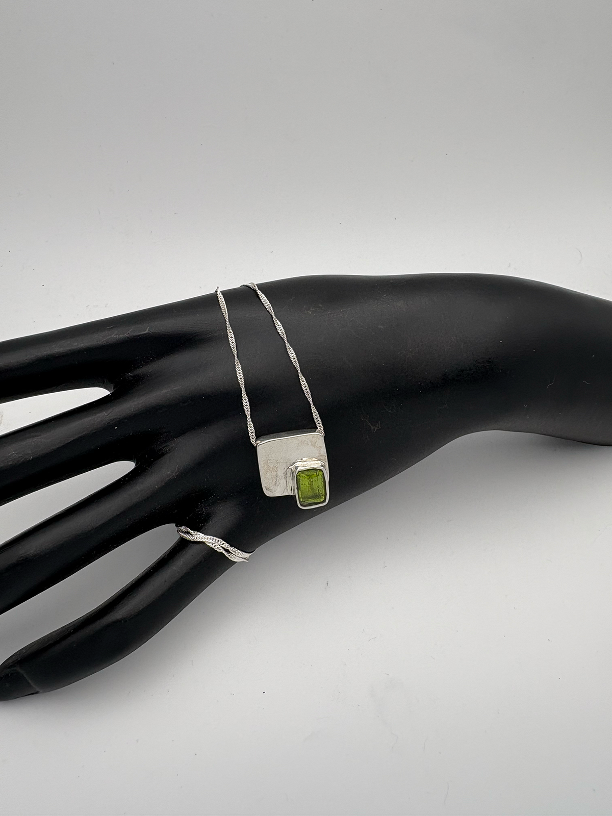 Verde Geometry in Quiet Silver Pendant