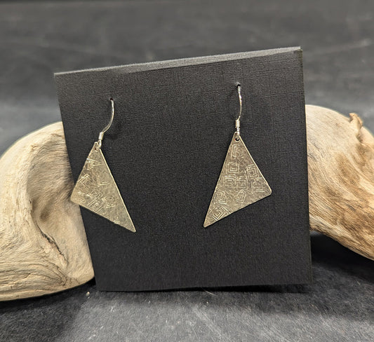 558 Triangle Silver Hammered Earrings