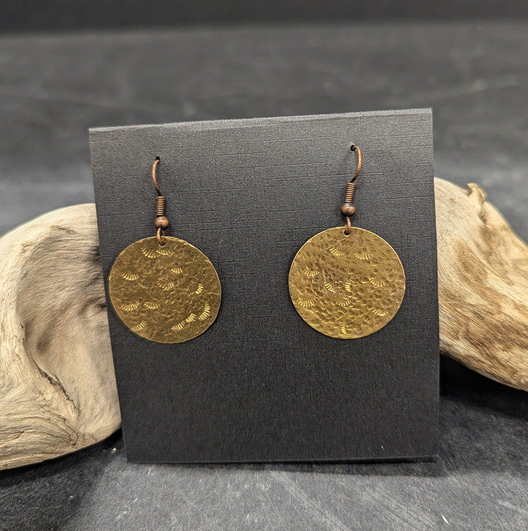 559 Round Brass Hammered Earrings