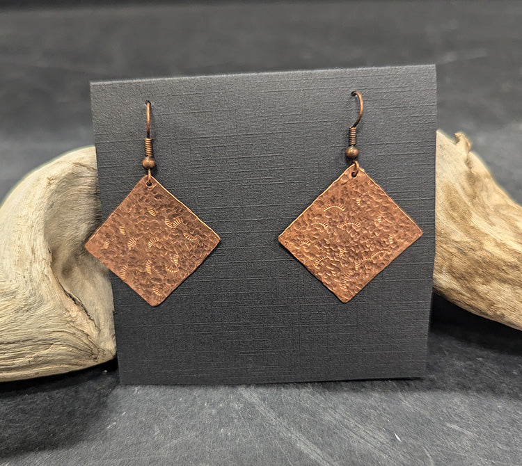 560 Diamond Copper hammered Earrings