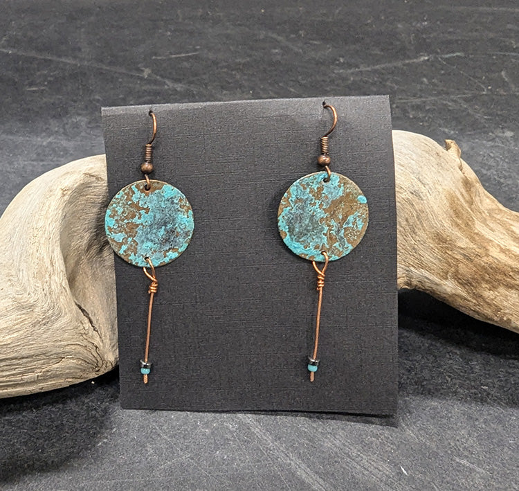 564 Round Copper Patina Earrings