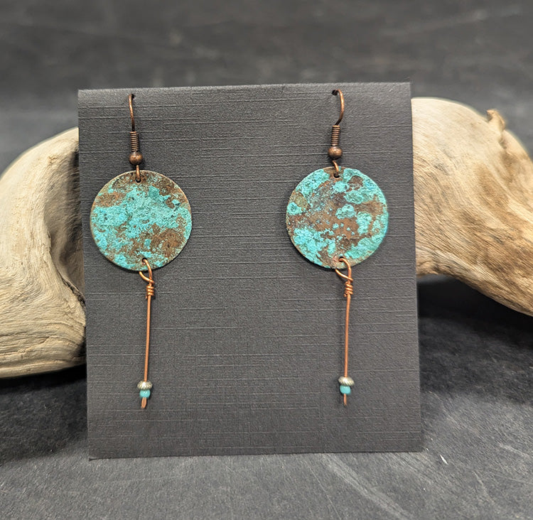 565 Round Copper Patina Earrings