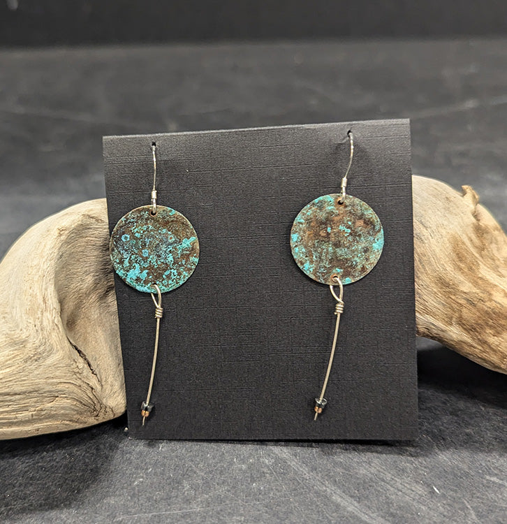 566 Round Copper Patina Earrings