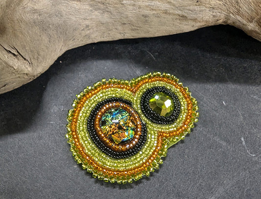 572 Lime Green Beaded Pin