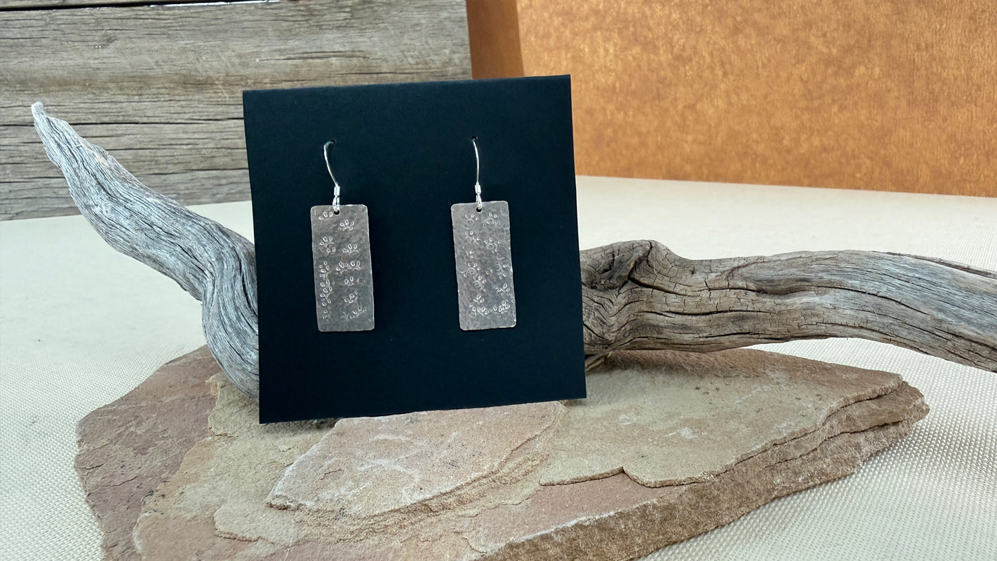 Silver Hammered Rectangle Earrings
