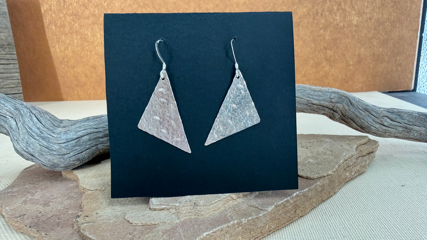 Silver Hammered Triangle Earrings