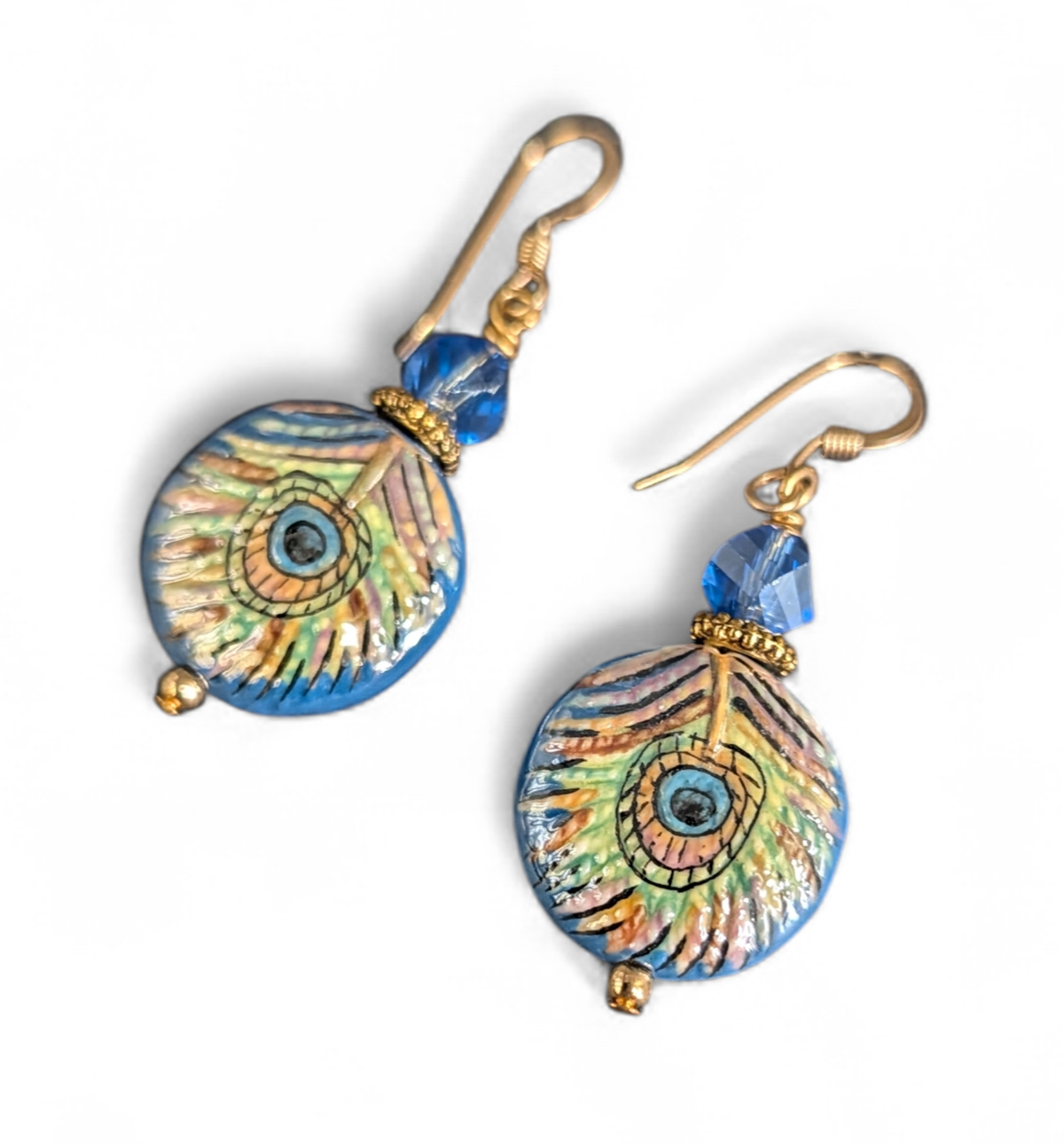 10179 Ceramic Peacock Earrings