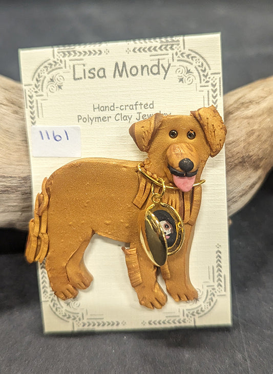 Golden Retriever w locket Pin 1161