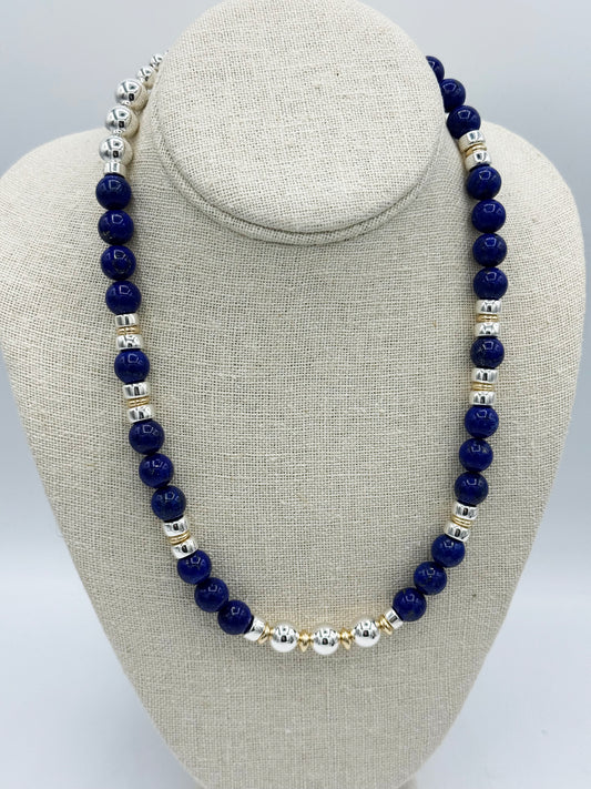 Lapis, SS, 14ktgf Necklace