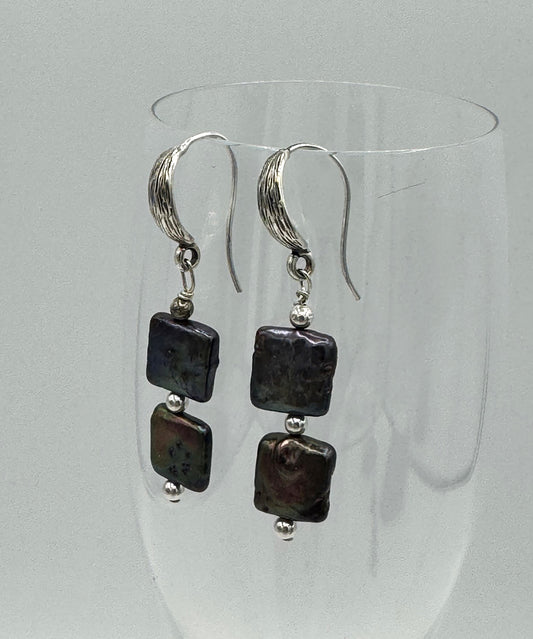 Square Baroque Pearl Earrings