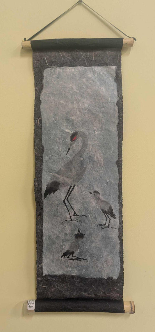 374 Crane & Chicks Scroll