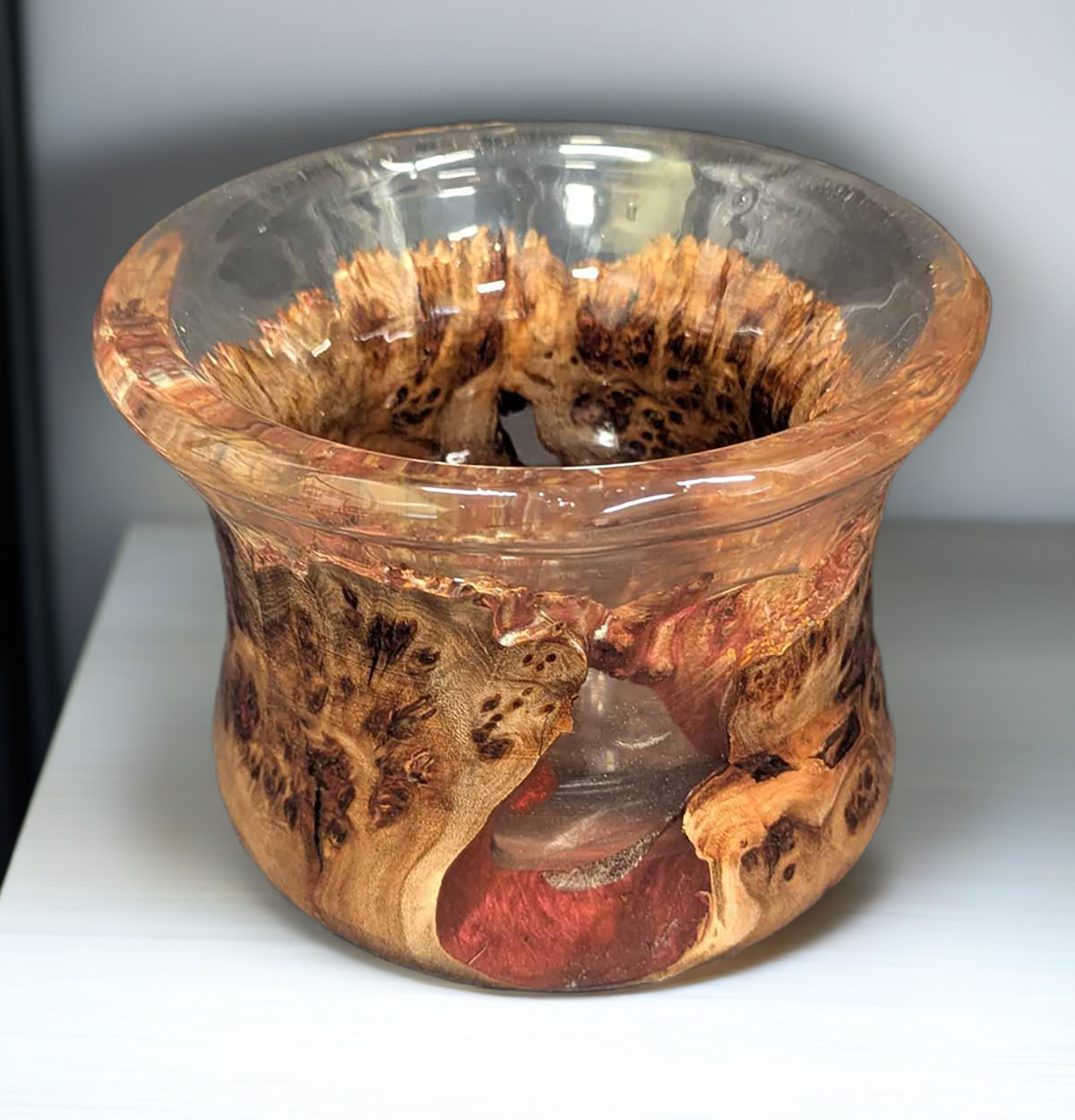 Maple Burl and Clear Epoxy Bowl