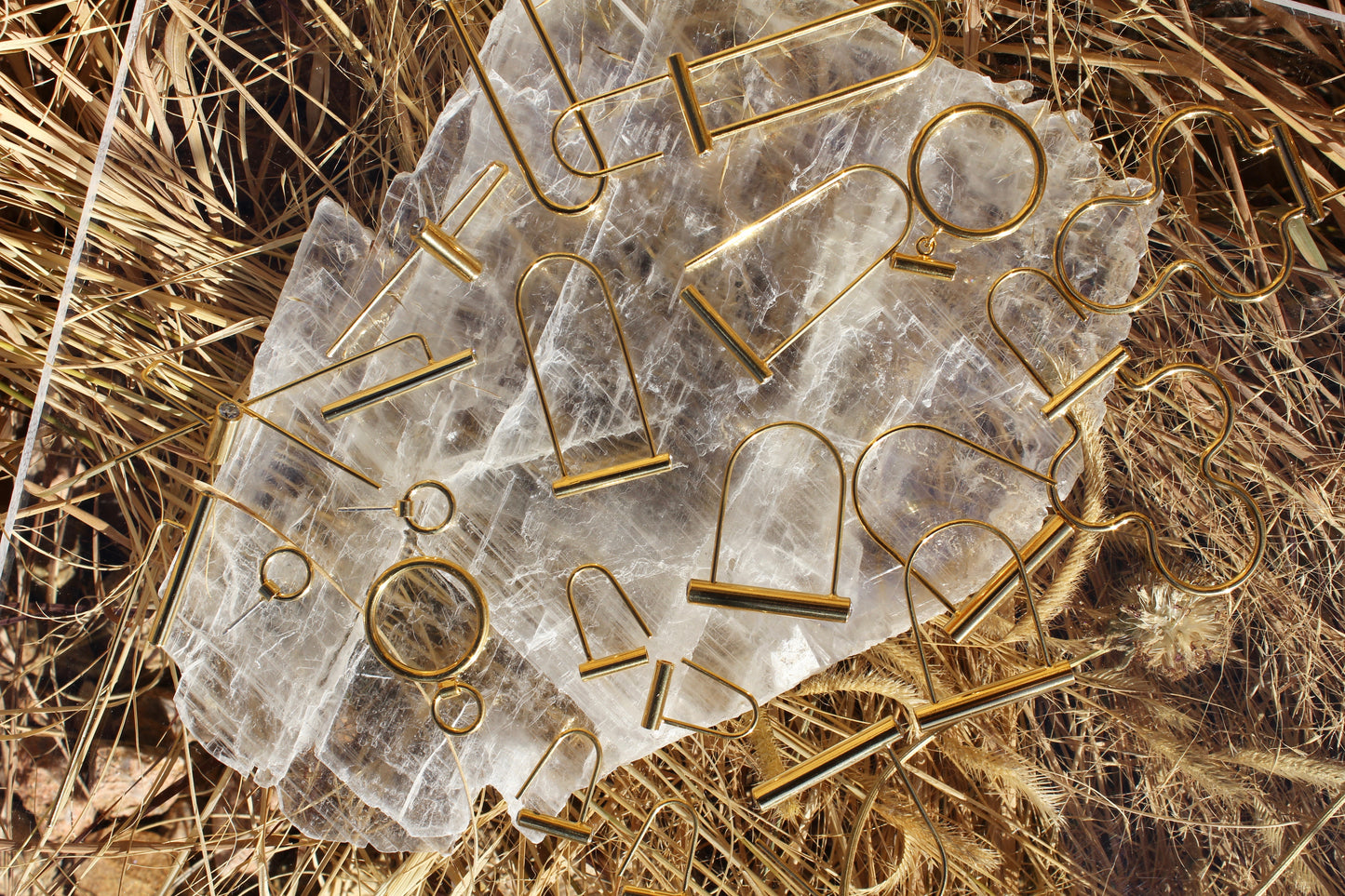 Elongated Bike Lock Earrings (Gold)