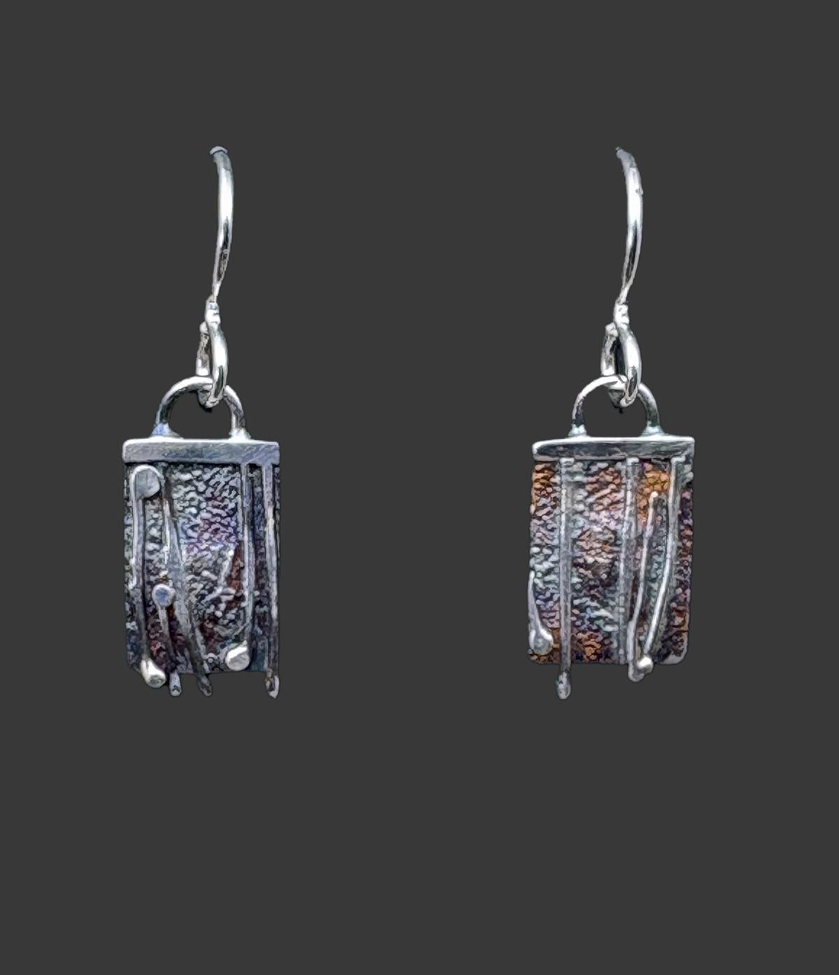390 5/16" Wide "Reeds" rectangular earrings