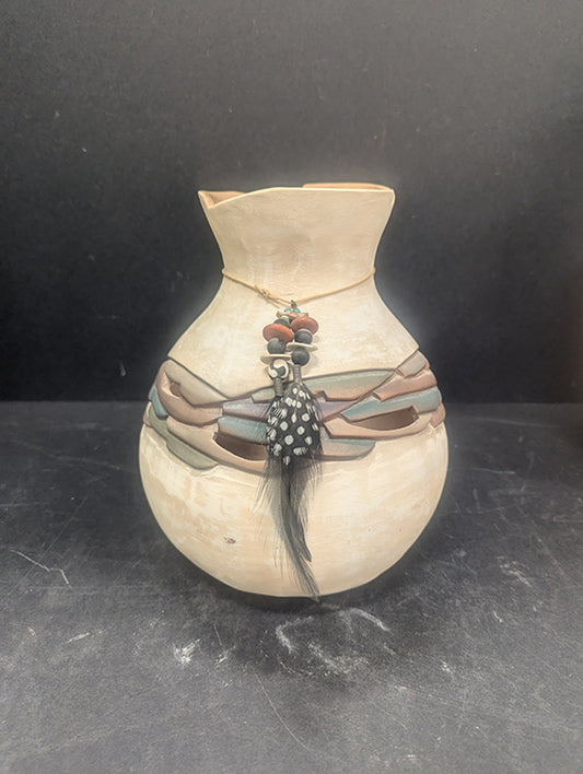 Southwest Pottery with Feathers 703