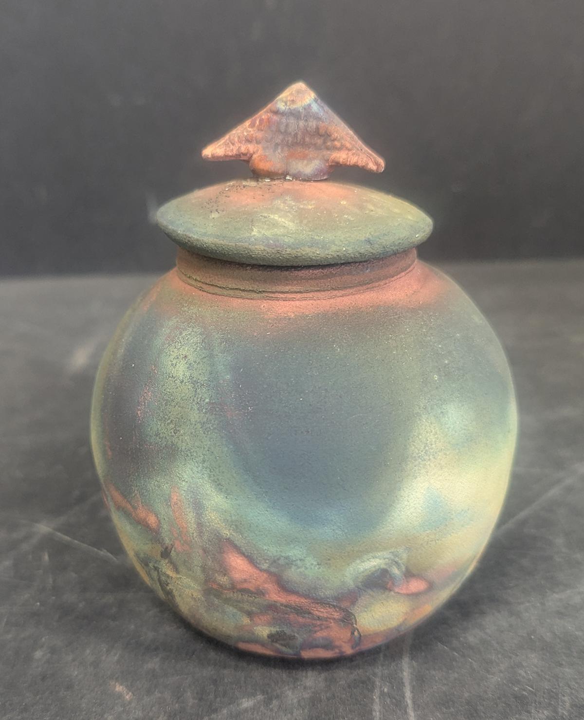 514 Small Raku Vase w/lid