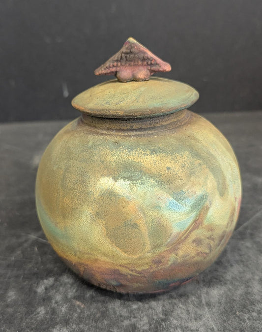 516 Small Raku Vase w/lid