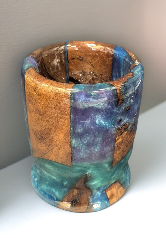 Small Walnut & blue/green Epoxy