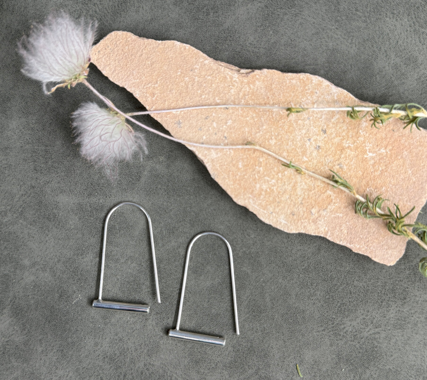 Elongated Bike Lock Earrings (Sterling with CZ)