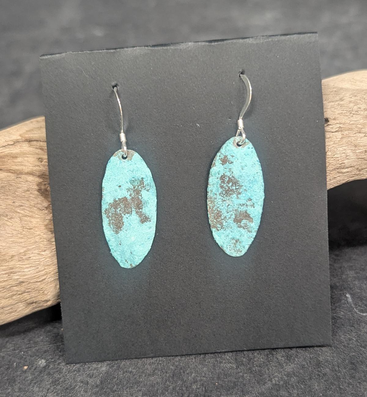 583 Oval Copper w Patina Earrings