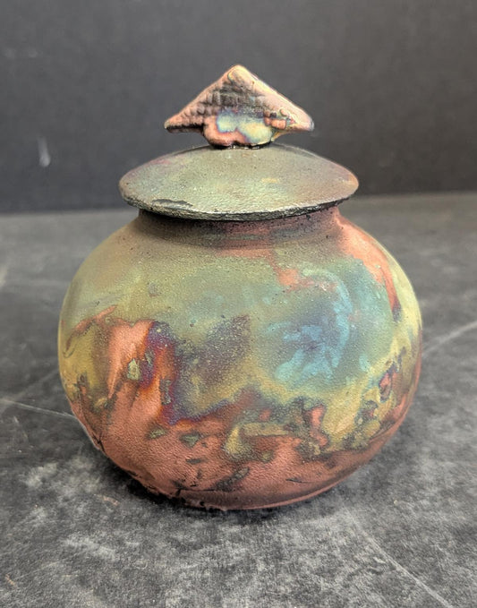 515 Small Raku Vase w/lid