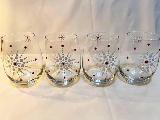 105 Set of 4 Snowflake Wine Glasses