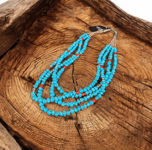 405 Sleeping Beauty Turquoise 4 strand Necklace