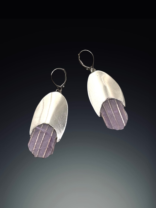 Whispered Petals in Silver Veil Earrings