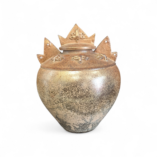 Large Raku Vase w/lid