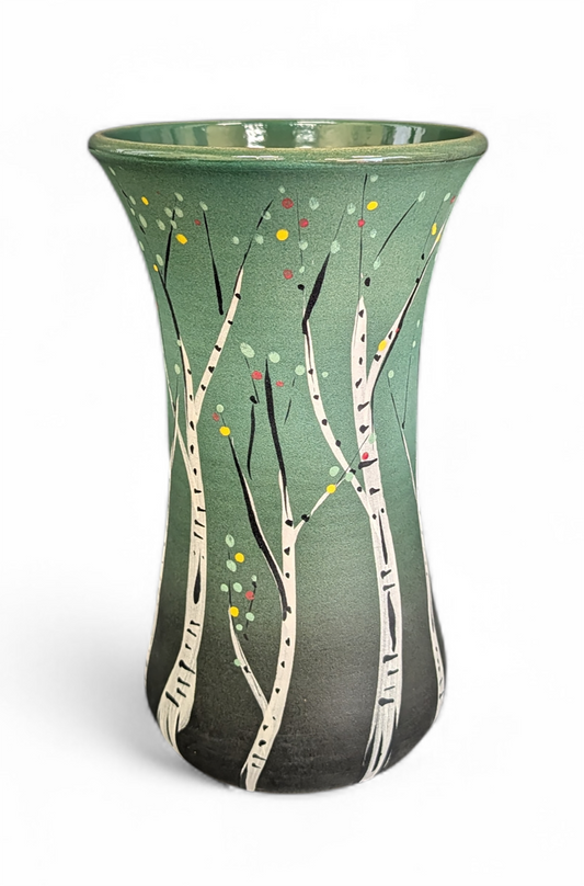 287 Big Fluted Aspen Vase Green