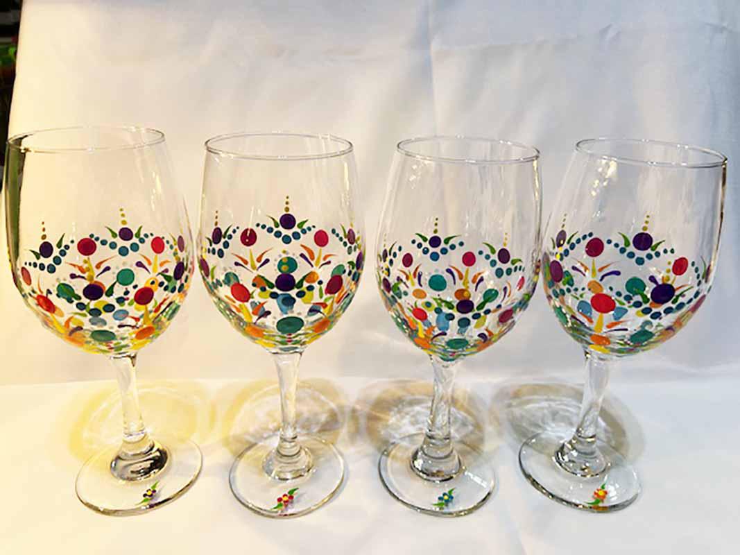 106 Set of 4 Multi-color Wine Glasses