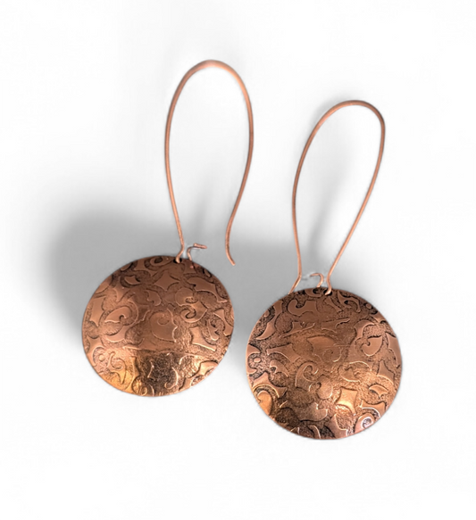 418 Round Dome Copper Earrings