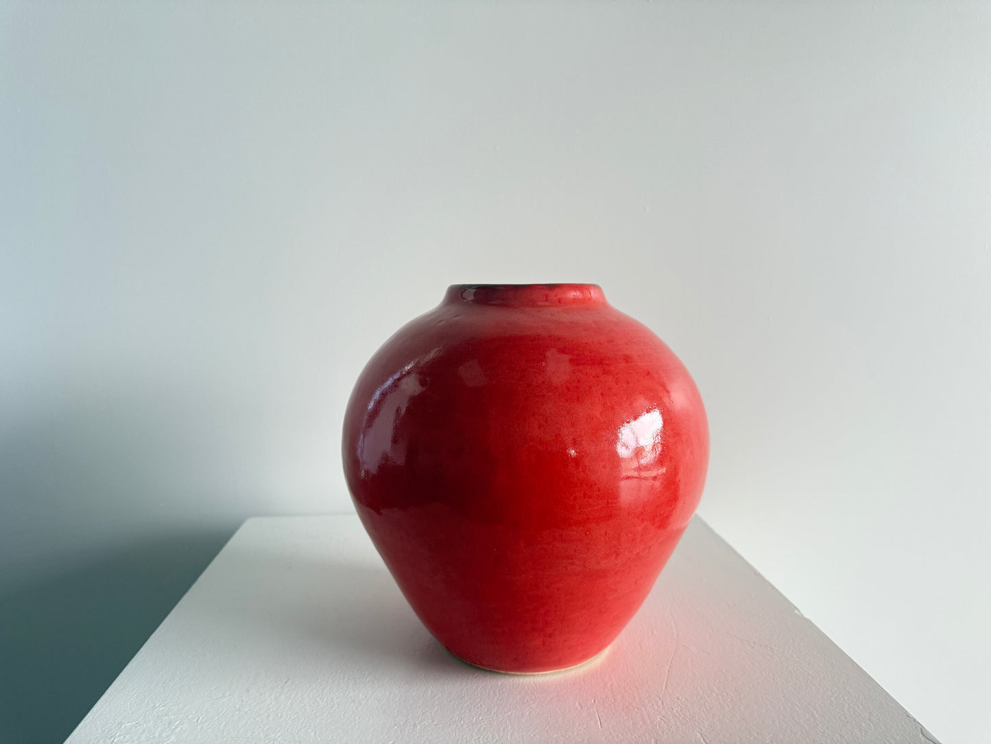 Bright Red Orange Vase