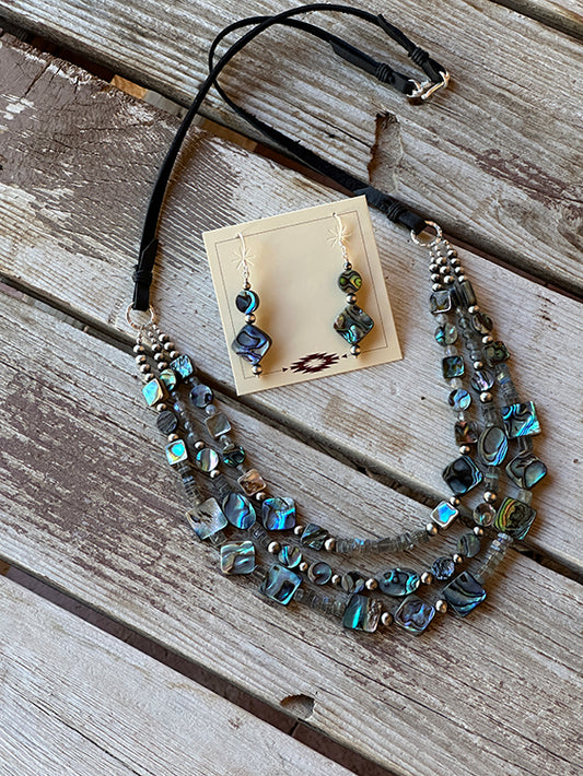 3 Strand Abalone Necklace 1467