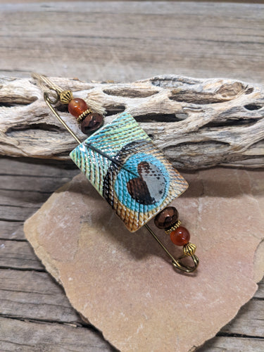 Ceramic Peacock Feather Pin 9843