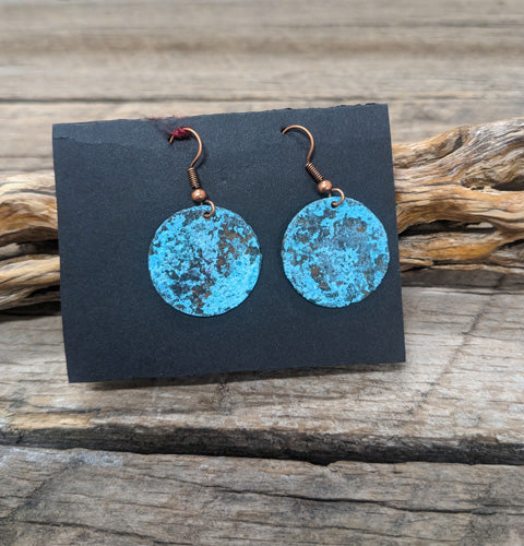 Round Copper Earrings w/patina 520