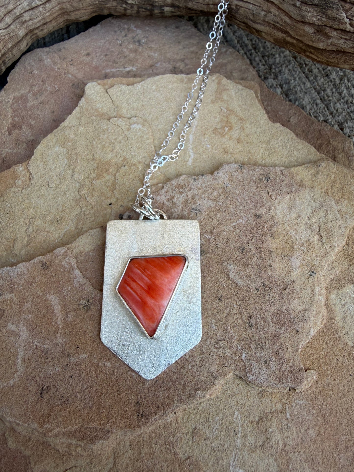 Orange Spiney Oyster Arrow Pendant